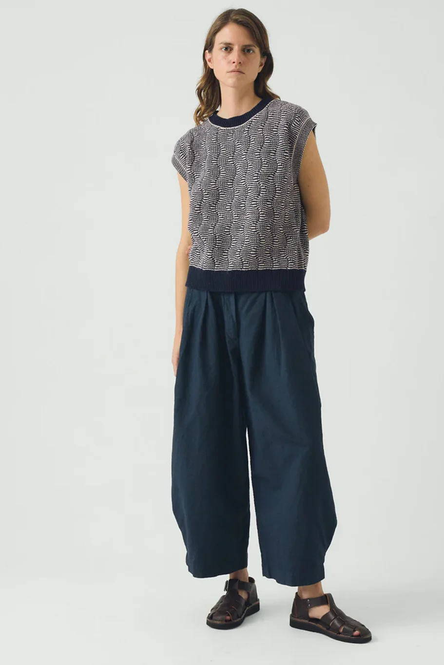 Toast - Wavey Stripe Knitted Wool Cotton Top